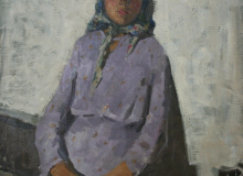 Этюд девочки в сиреневом платье. хм, 88х67, 1955